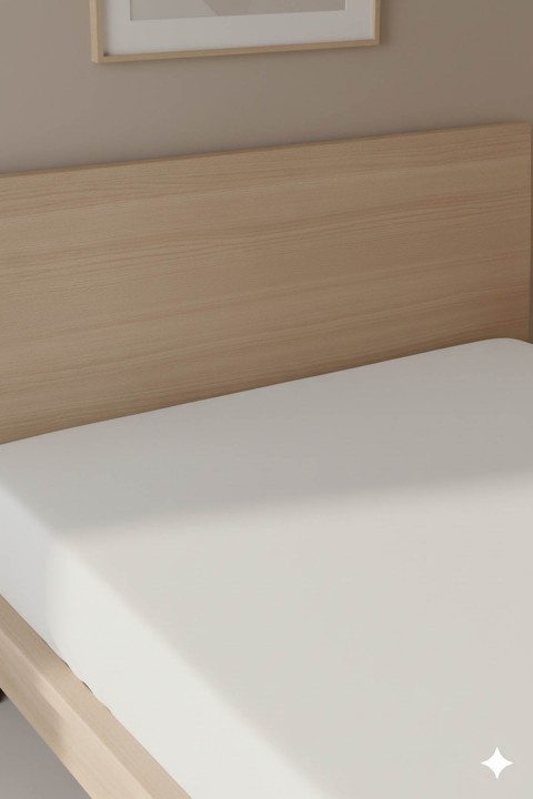 %100 Pamuk Ranforce Premium Tek Kişilik Lastikli Çarşaf - Beyaz