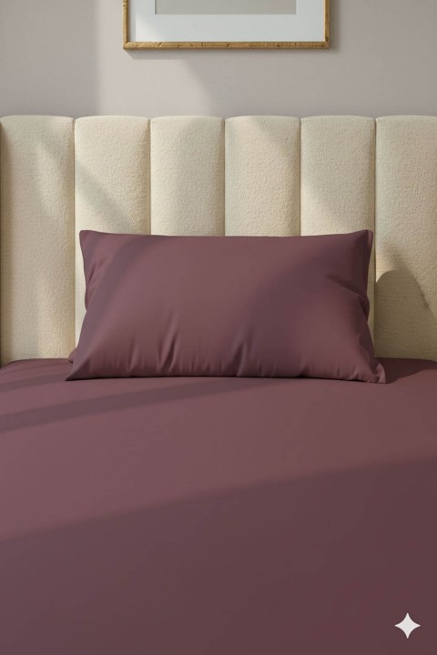 %100 Pamuk Ranforce Premium Tek Kişilik Lastikli Çarşaf Seti - Gül Kurusu