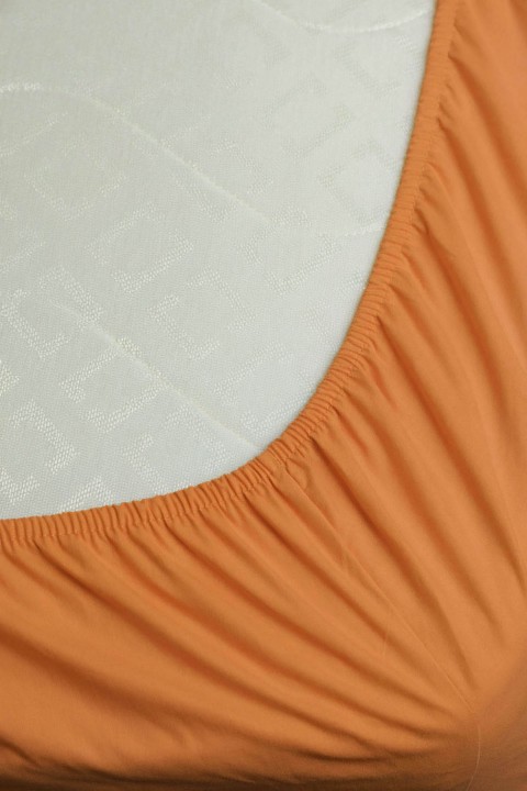 %100 Pamuk Ranforce Premium Tek Kişilik Lastikli Çarşaf - Turuncu