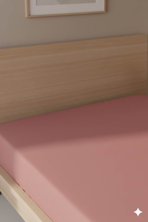 %100 Pamuk Ranforce Premium Tek Kişilik Plus Lastikli Çarşaf - Pudra