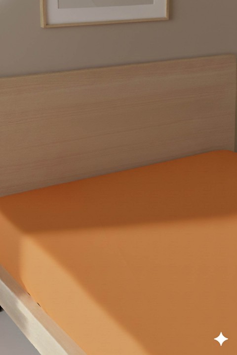 %100 Pamuk Ranforce Premium Tek Kişilik Plus Lastikli Çarşaf - Turuncu