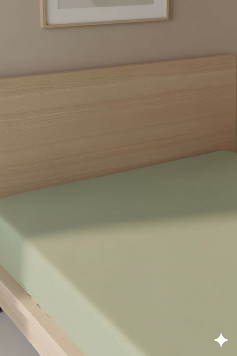 %100 Pamuk Ranforce Premium Tek Kişilik Plus Lastikli Çarşaf - Yeşil