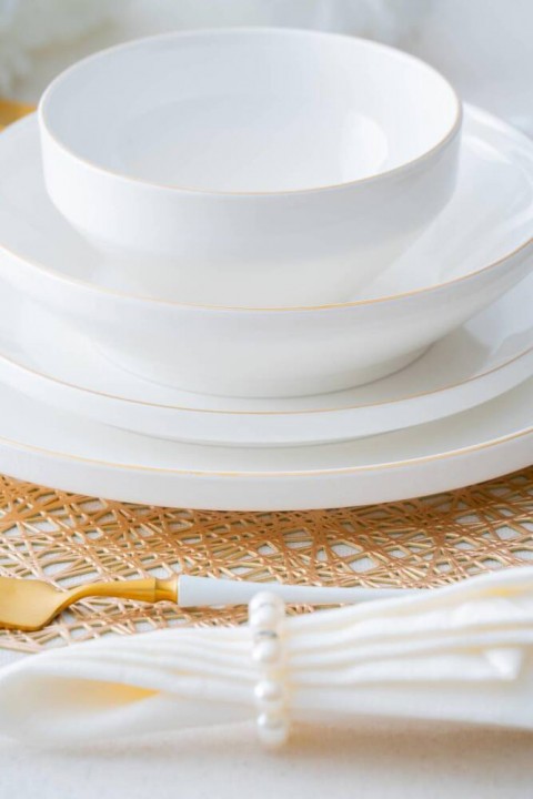 Acar Golden Rise 6 Kişilik 24 Parça Porselen Yemek Takımı - Gold SCT-05442