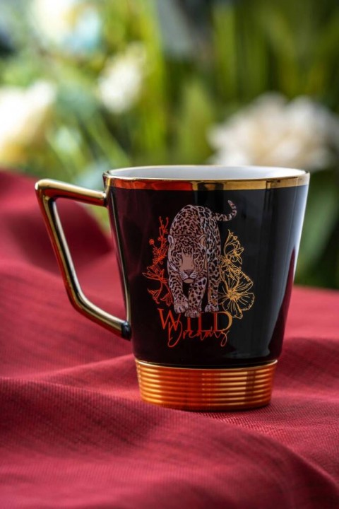 Acar Lorenzo Leopar Porselen Kupa - 200 ml - Gold KOH-05010