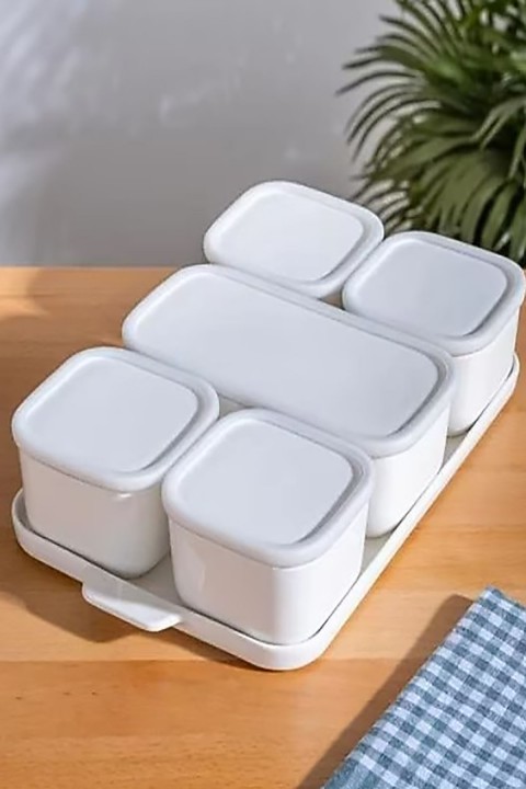 Acar Nora 6 lı Kare Porselen Kapaklı Kahvaltılık SCT-06160