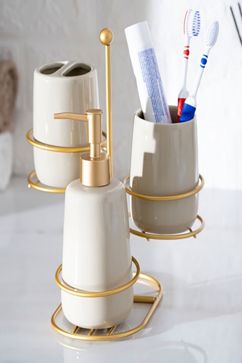 Acar Odeon Armut 3lü Banyo Seti - Gold Beyaz BANS-05868