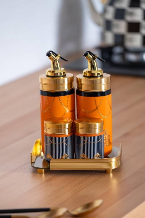 Acar Pansy Posy 5 Parça Cam Tepsili Yağlık / Sirkelik Seti KOH-05837