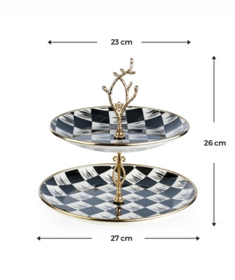 Acar Qualita King Dama Dekor Emaye Katlı Kurabiyelik XAP-22-0250