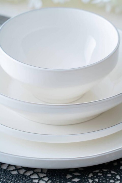 Acar Silver Rise 6 Kişilik 24 Parça Porselen Yemek Takımı - Gümüş SCT-05443