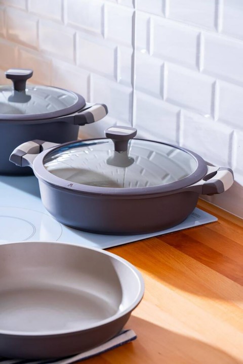 Acar Ultimate Pro 5 Parça Tencere Seti - Antrasit Beyaz BSC-06784