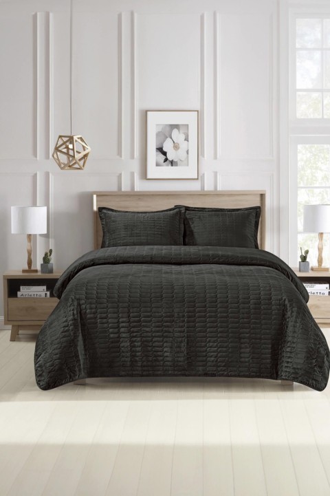 Alvin Çift Kişilik Yatak Örtüsü Takımı - Antrasit