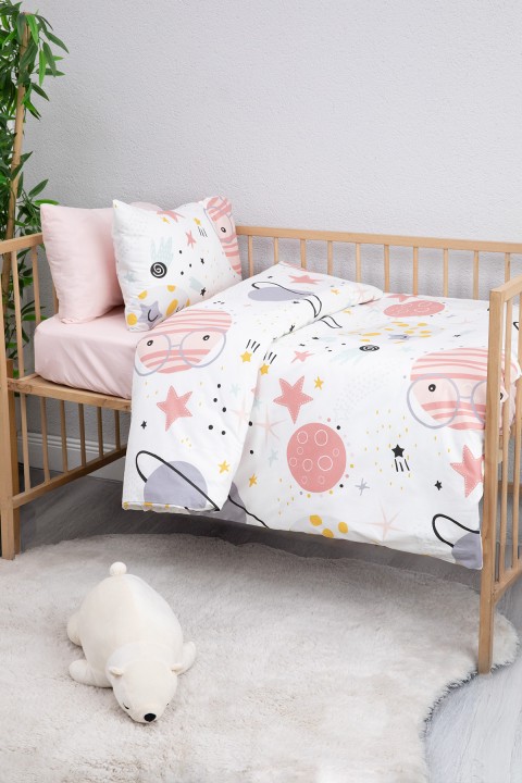 Astromini %100 Pamuk Bebek Nevresim Takımı - Pembe