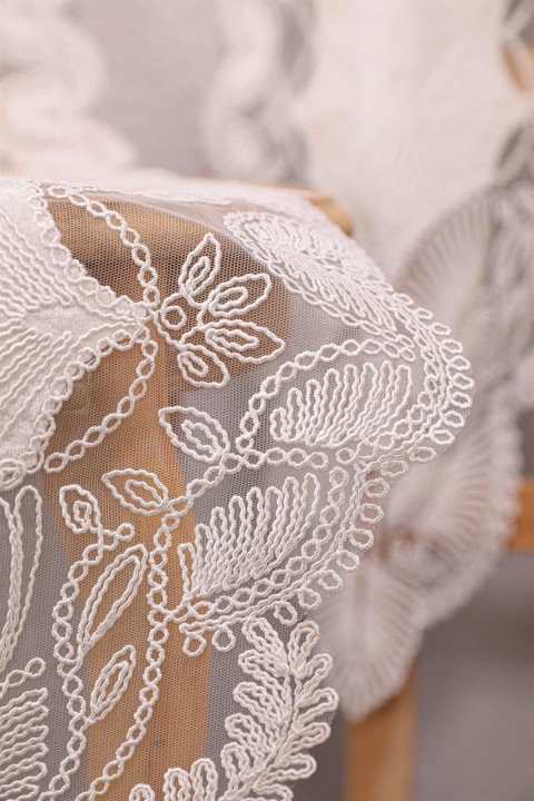 Avangart Kadife Fransız Güpürlü 5 Parça Salon Takımı Ekru