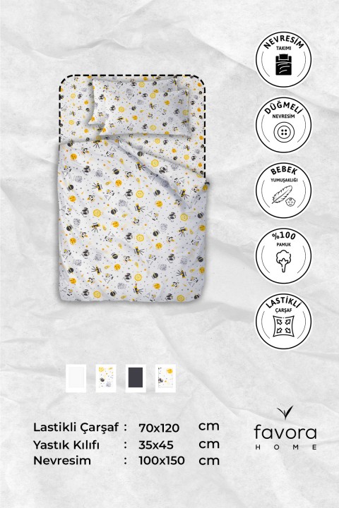 Baby %100 Pamuk Astronot Bebek Nevresim Takımı - Antrasit