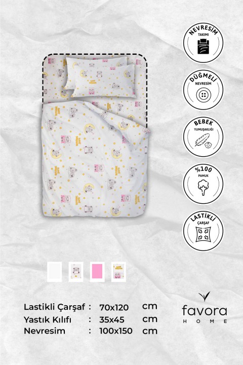 Baby %100 Pamuk Dream Sweet Bebek Nevresim Takımı - Pembe