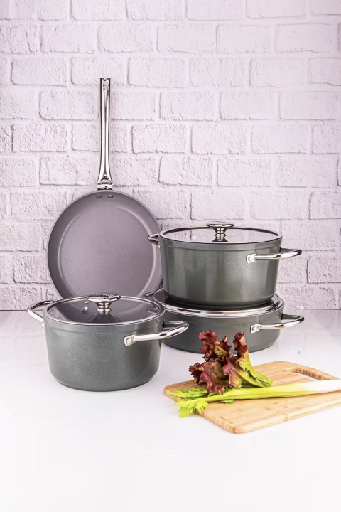 Bambum Voyage 7 Parça Seramik Tencere Seti - Yeşil