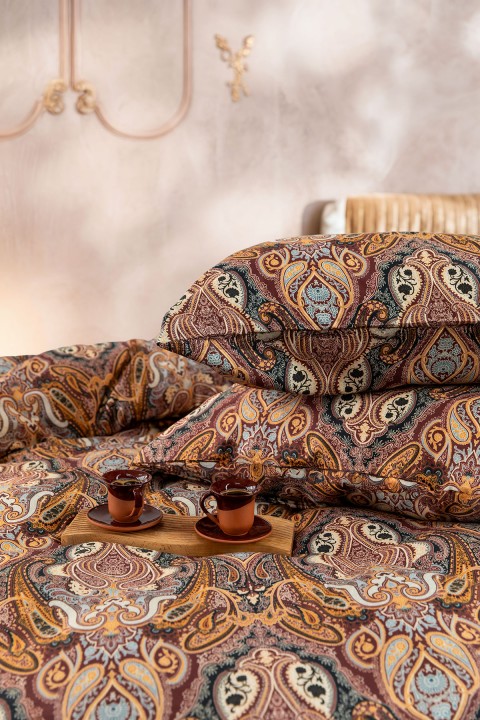 Bellora Premium %100 Pamuk Saten Çift Kişilik Nevresim Takımı - Kiremit