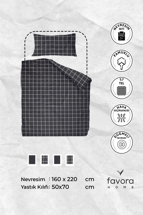 Bikare Basic Pamuklu Ranforce Tek Kişilik Nevresim