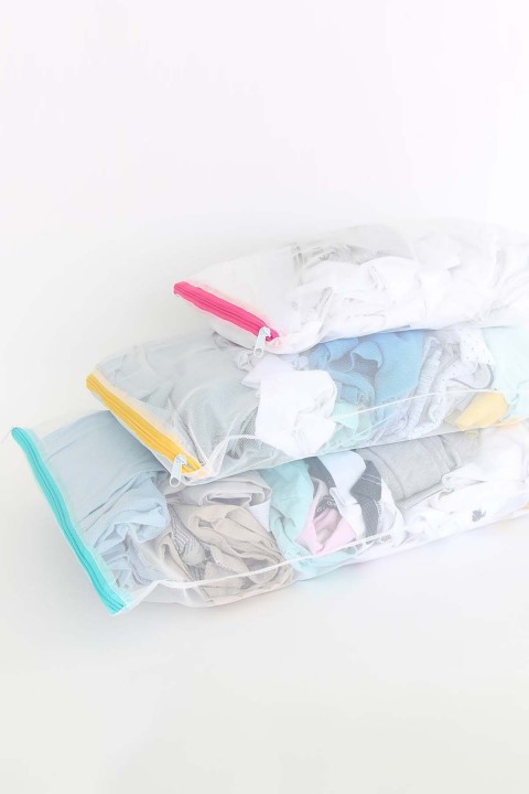 DecoBella 3'lü Fermuarlı Çamaşır Filesi 90515 - Renkli