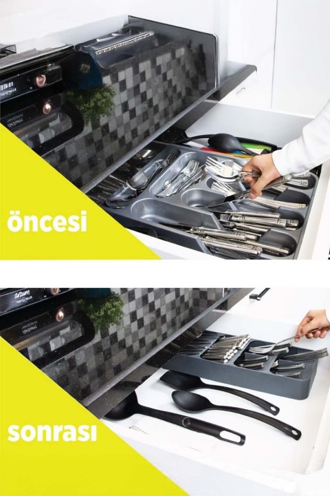 DecoBella 9 Bölmeli Çekmece Kaşıklık 50804 - Gri