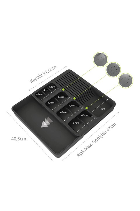 DecoBella Ayarlanabilir Kaşıklık & Bıçaklık Seti 50861 - Antrasit