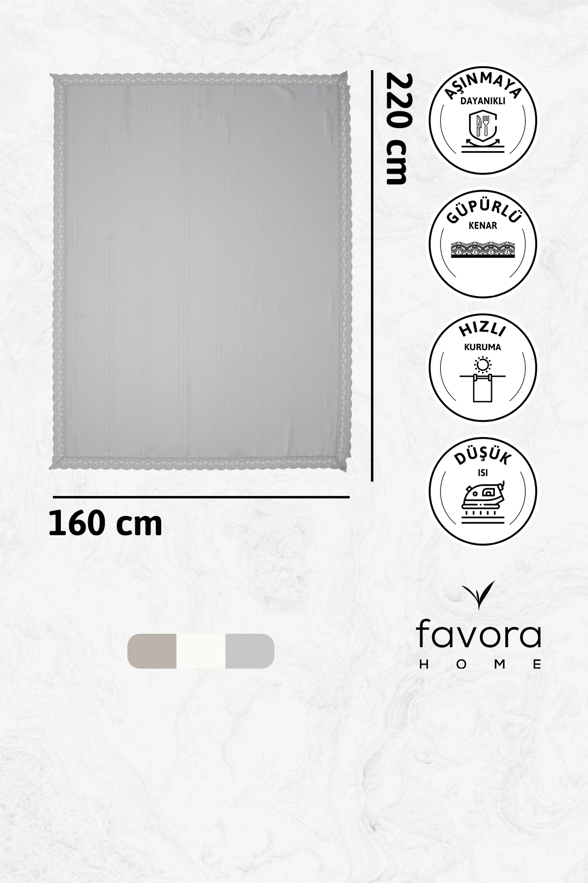 Defne Leke Tutmaz Masa Örtüsü 160x220 - Gri