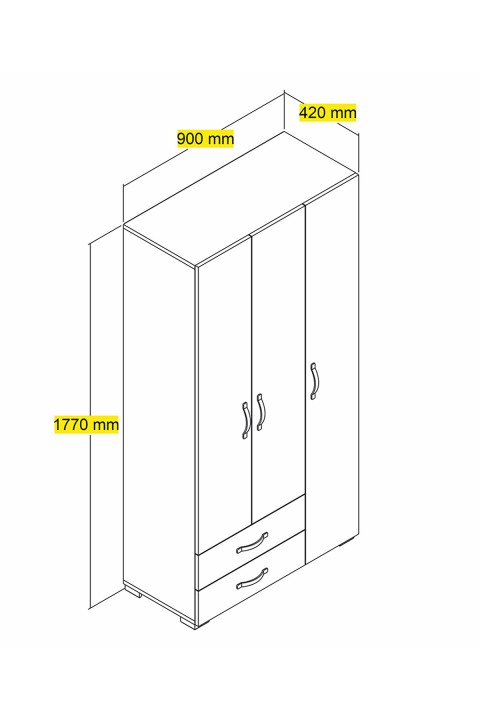 Favora Astana 3 Kapaklı İki Çekmeceli Gardıraop - Atlantik Çam
