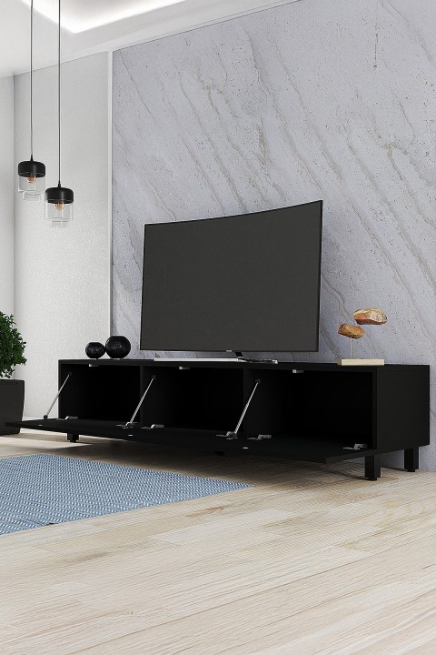 Favora Black 3 Kapaklı TV Ünitesi - Siyah 180 cm