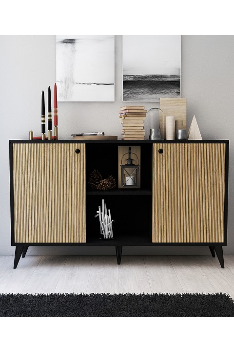 Favora Black Winds 2 Kapaklı Konsul - Siyah - Atlantik Çam 130 cm