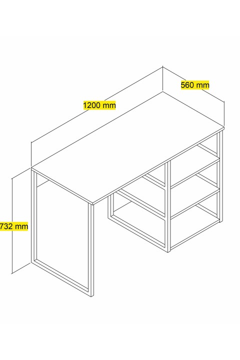 Favora Dunga Raflı Metal Ayaklı Çalışma Masası - Atlantik Çam - Beyaz