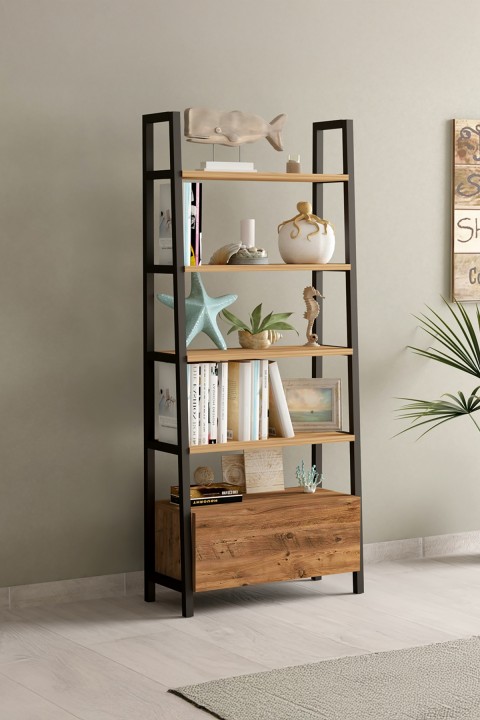 Favora Enigma Metal 5 Raflı Kapaklı Kitaplık - Atlantik Çam