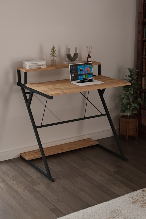 Favora Flamengo Çapraz Metal Ayaklı Çalışma Masası - Atlantik Çam