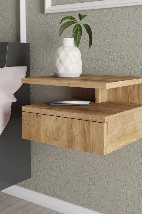 Favora Ness Raflı Kapaklı Duvara Monte Komodin - Atlantik Çam