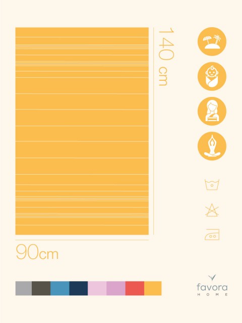 Favora Peştamal Plaj Havlusu 90x140 - Sarı