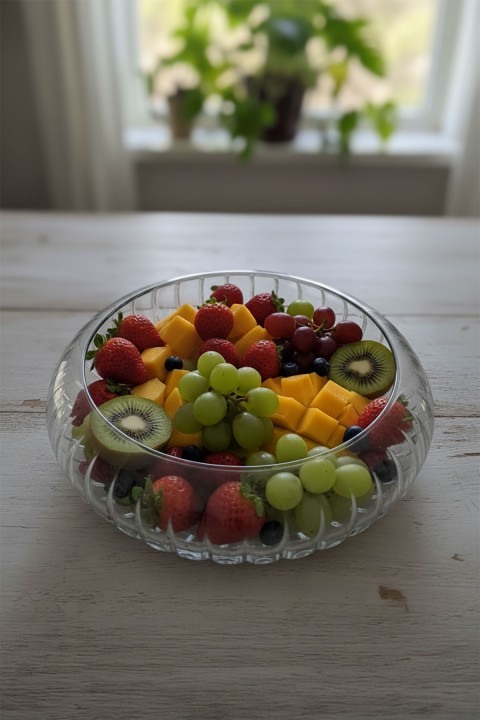 Favora Rayan Glass Salata ve Meyve Kasesi - Şeffaf