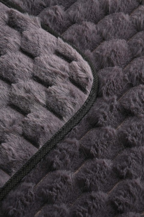 Tavşan Tüyü Petek Desen 2li Banyo Paspas Takımı - Antrasit