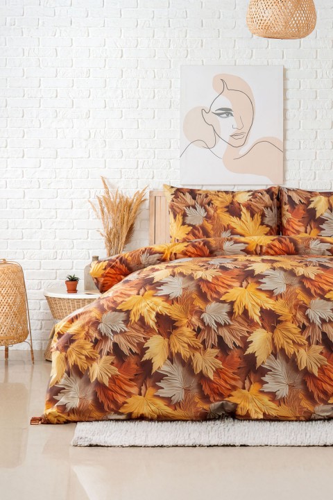 Favora Vita %100 Pamuk 3D Dijital Baskı Çift Kişilik Nevresim Takımı - Kiremit