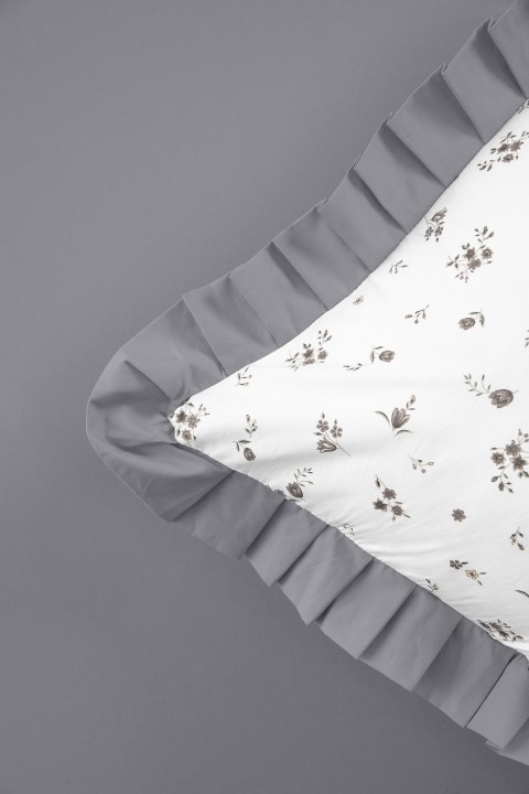 Floria Fırfırlı Çift Kişilik NevresimTakımı-Gri