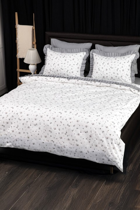 Floria Fırfırlı Çift Kişilik NevresimTakımı-Gri