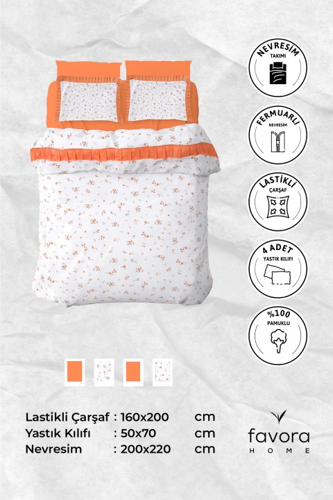 Floria Fırfırlı Çift Kişilik NevresimTakımı-Turun