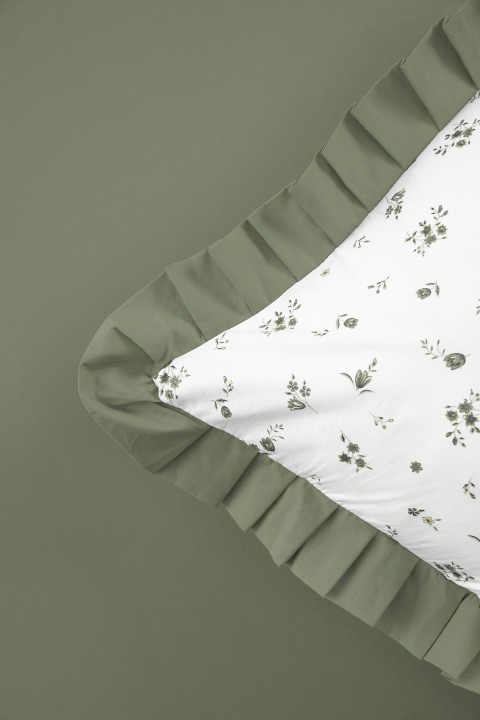 Floria Fırfırlı Çift Kişilik NevresimTakımı-Yeşil