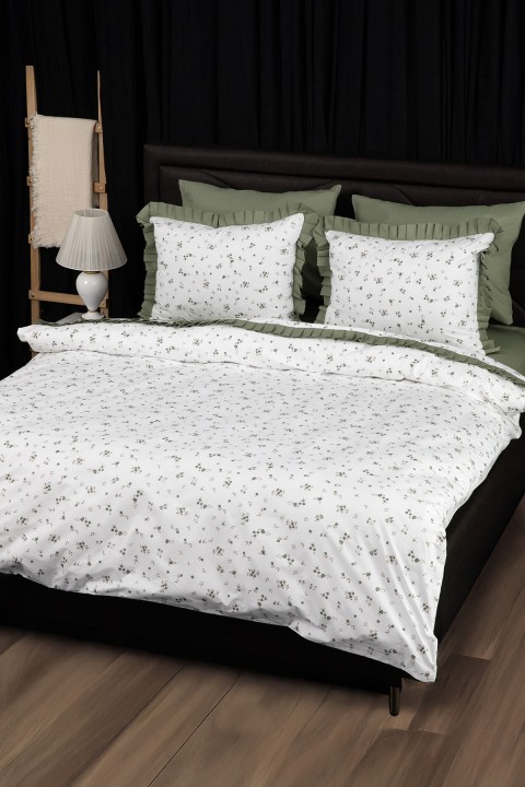 Floria Fırfırlı Çift Kişilik NevresimTakımı-Yeşil