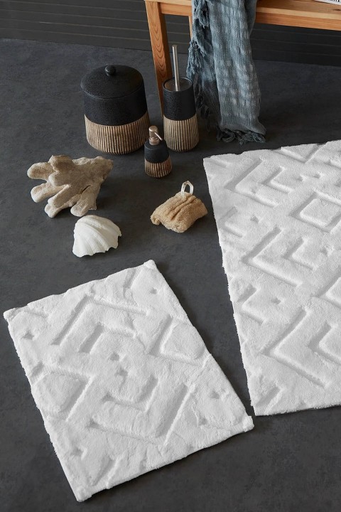 İyi Geceler By Mors %100 Pamuk Viskon 2 Parça Banyo Paspas Seti - Ekru