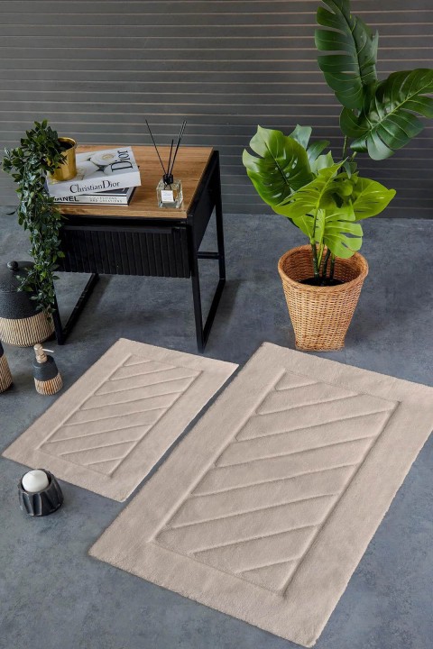 İyi Geceler Cross Pamuklu 2'li Paspas Seti - Bej