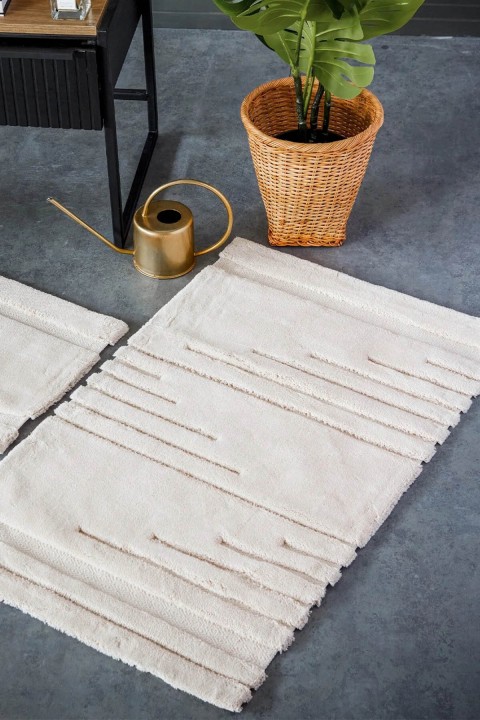 İyi Geceler Hcw By Vegas %100 Pamuk Viskon 2 Parça Banyo Paspas Seti - Bej