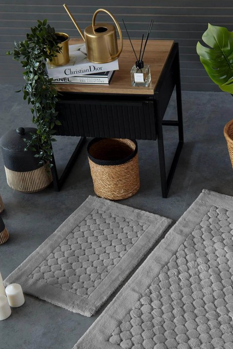 İyi Geceler Poil %100 Pamuk Viskon 2 Parça Banyo Paspas Seti - Açık Gri