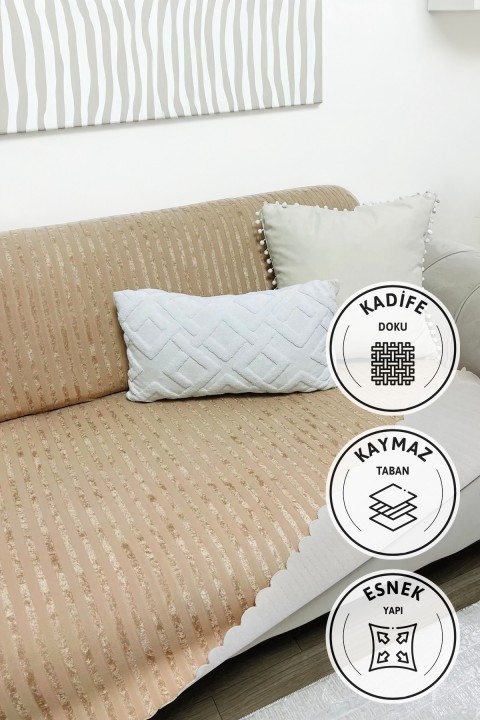 Kaymaz Taban Süngerli Kadife Koltuk170x210 - Vizon