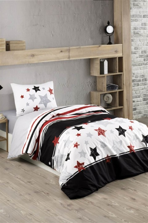 Kristal Tutku Ranforce Tek Kişilik Genç Nevresim Takımı - Tutku - Siyah - Beyaz