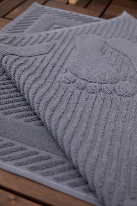 Leoline %100 Pamuk Premium 2'li Ayak Havlusu - Antrasit