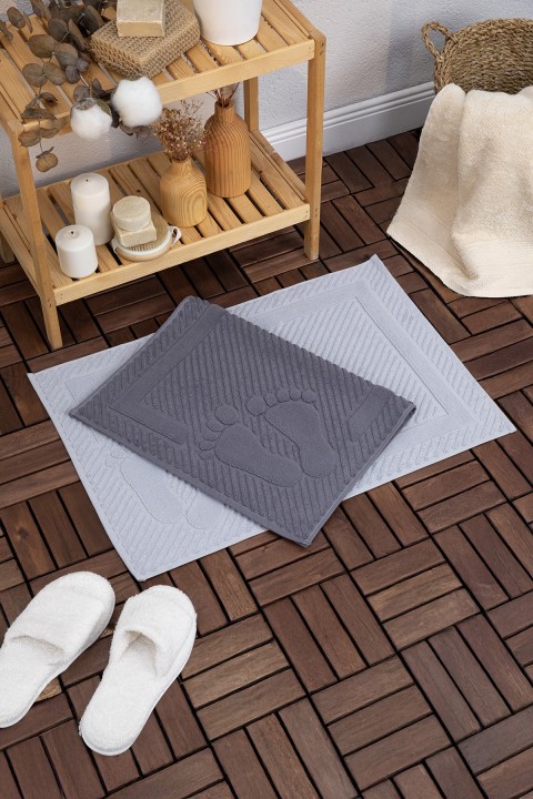 Leoline %100 Pamuk Premium 2li Ayak Havlusu - Gri - Antrasit